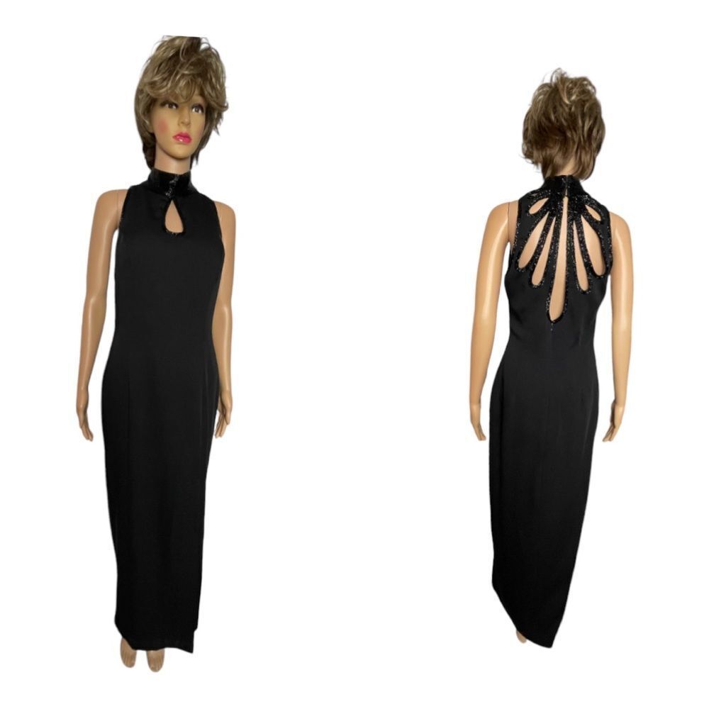 🔴 Vintage Liz Sheldon LTD Black Evening Gown Size 10